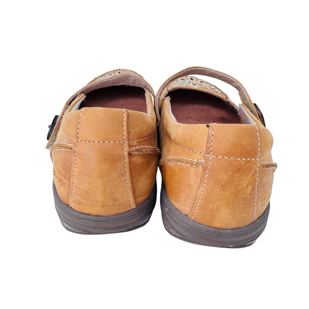 Skechers Shape ups Mary Janes Shoes Womens US 7.5 Brown Leather Wedge SN24883 - Picture 3 of 11
